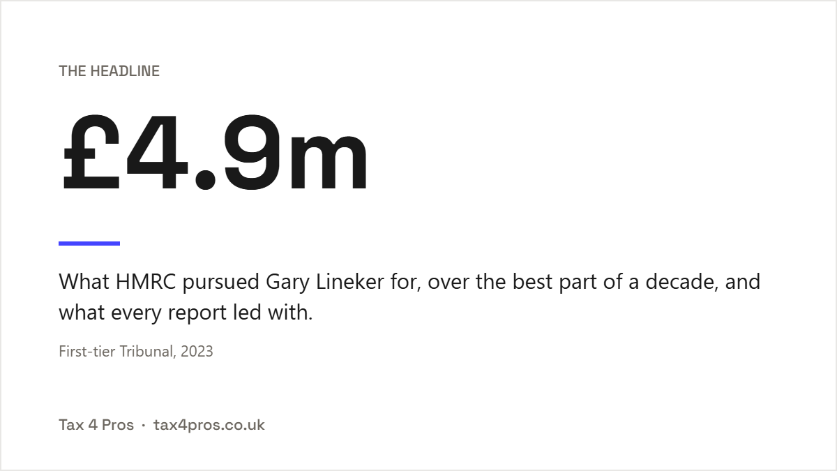 Gary Lineker IR35 case. Key figure: the £4.9m HMRC pursued.